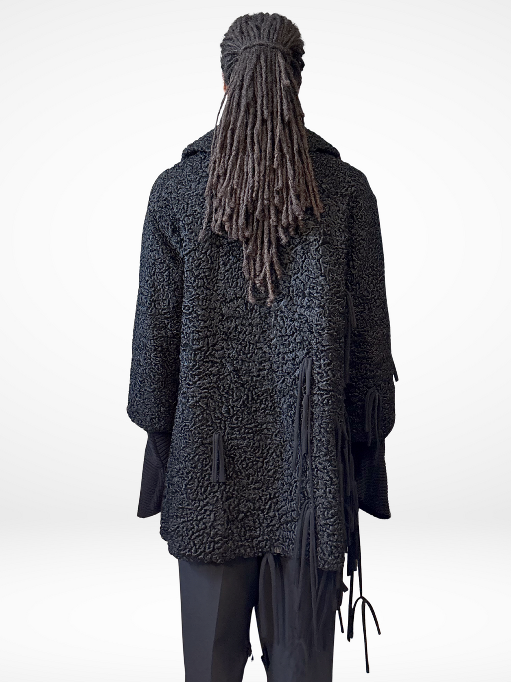 Upthrifted strips wool coat