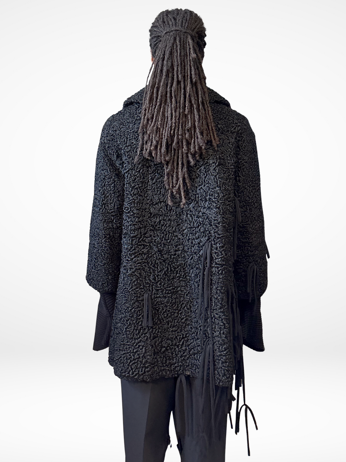 Upthrifted strips wool coat