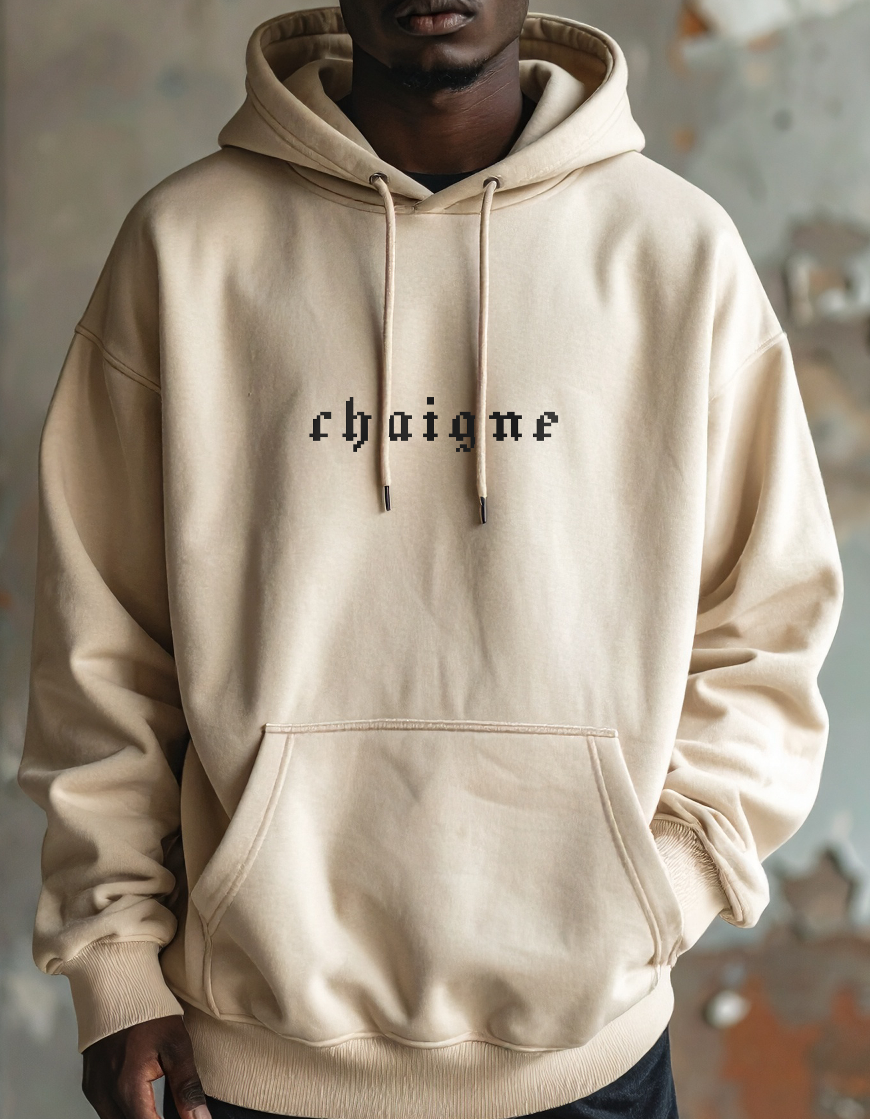 Guillaum Chaigne beige pixel hoodie