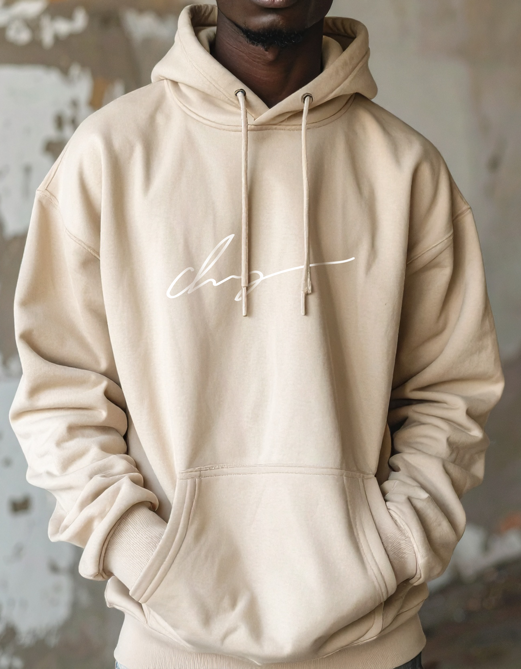 Guillaum Chaigne beige Signature WHT hoodie